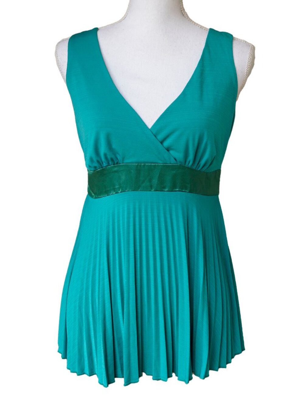 Vintage Y2k XOXO Baby Doll Top Deadstock Emerald Green Tie Waist Going Out top